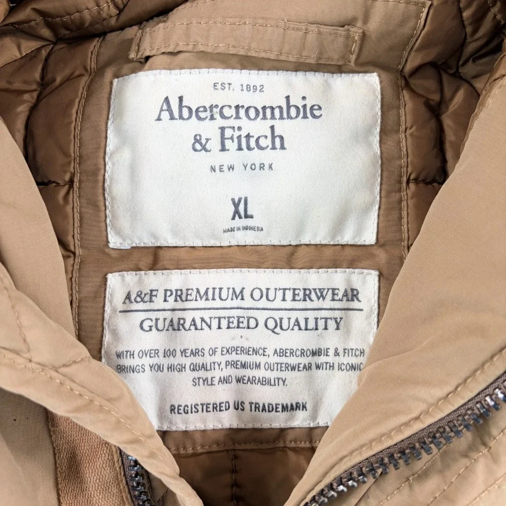 VTG Abercrombie & Fitch Quilt Lined Utility Parka Hooded Jacket Men XL Premium